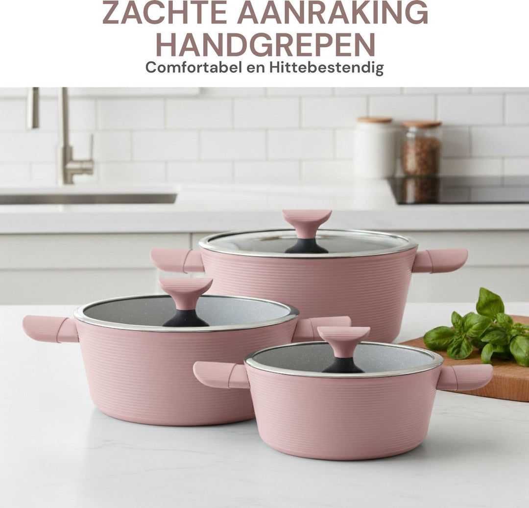 10PCS Die-Casting Cookware Set Line Serie Pink