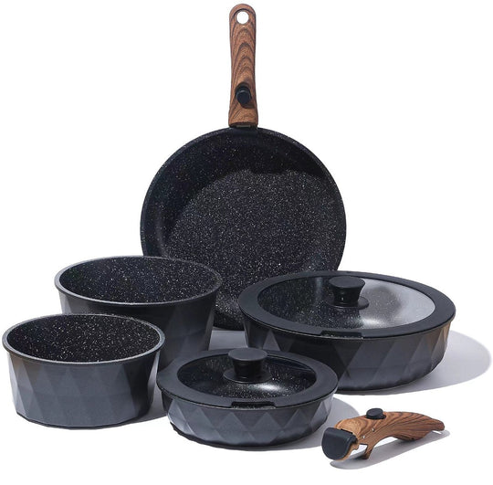 9PCS Detachable Cookware Set Black Diamond