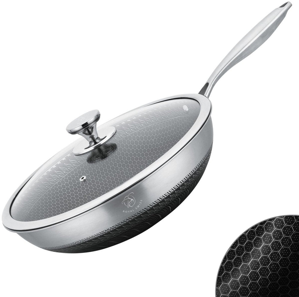 32CM Stainless Steel Wok with Lid