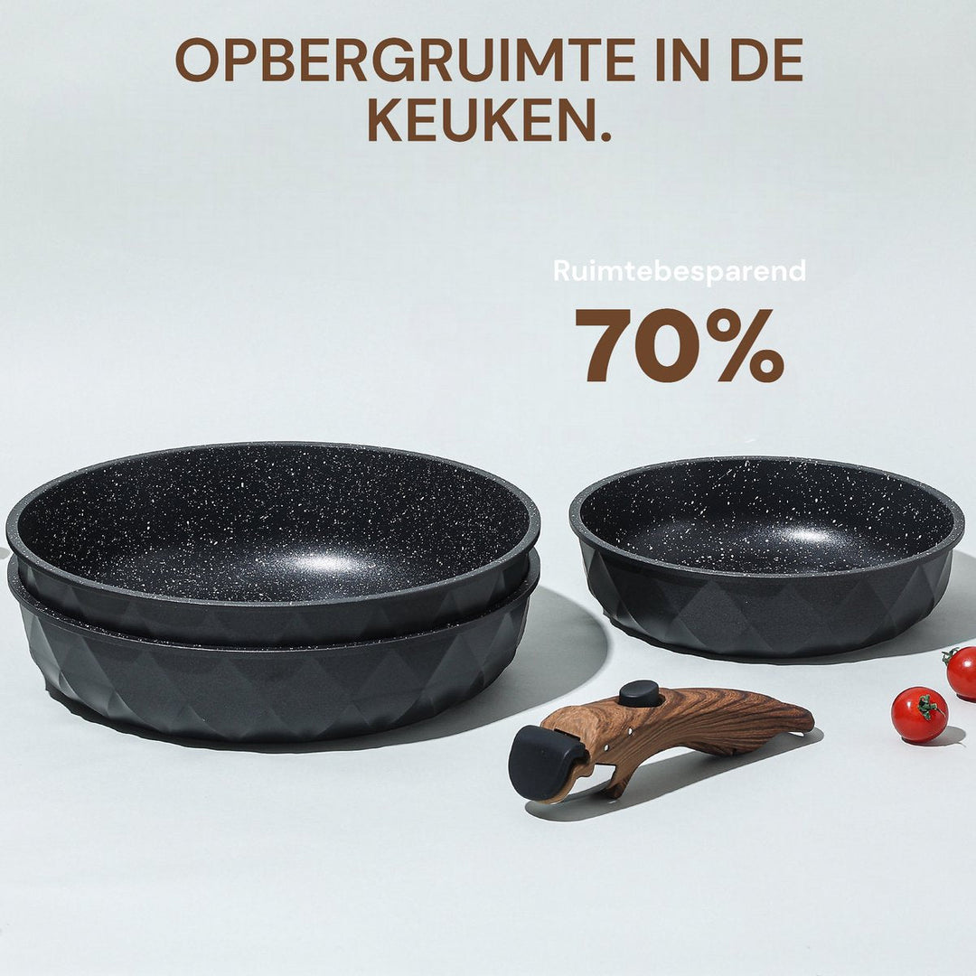 9PCS Detachable Cookware Set Black Diamond