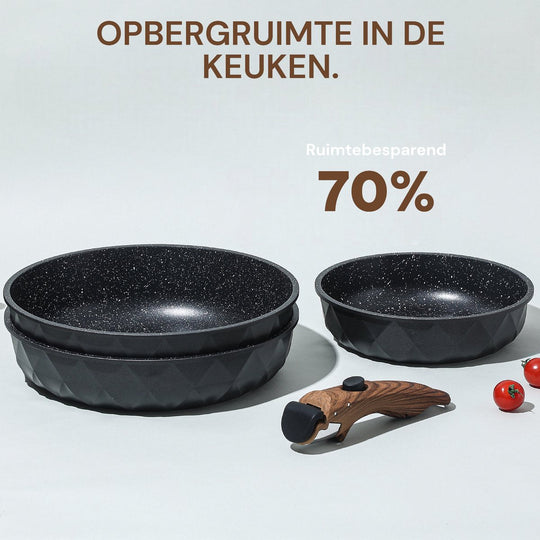9PCS Detachable Cookware Set Black Diamond