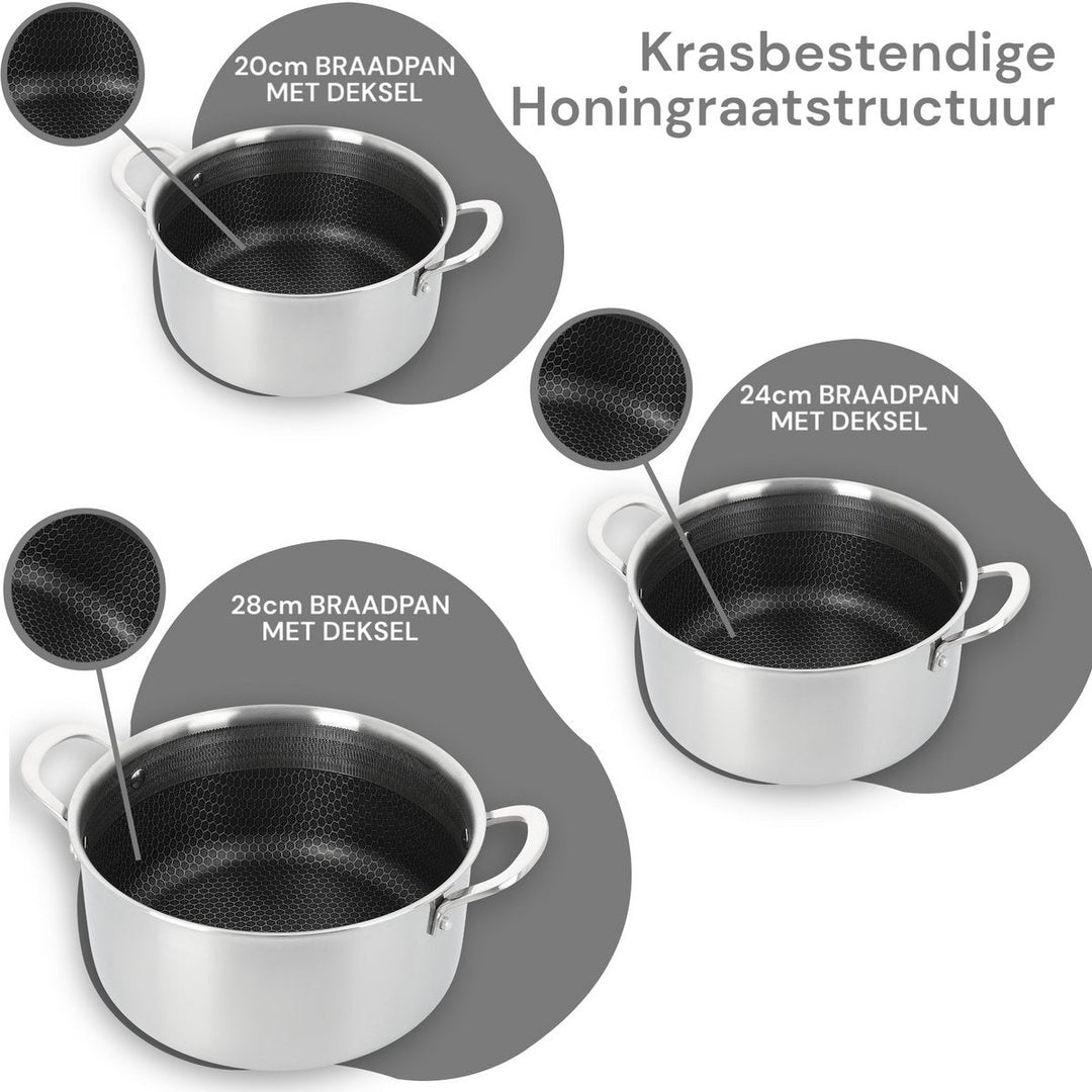 10PCS 3-Ply Stainless Steel Cookware Set