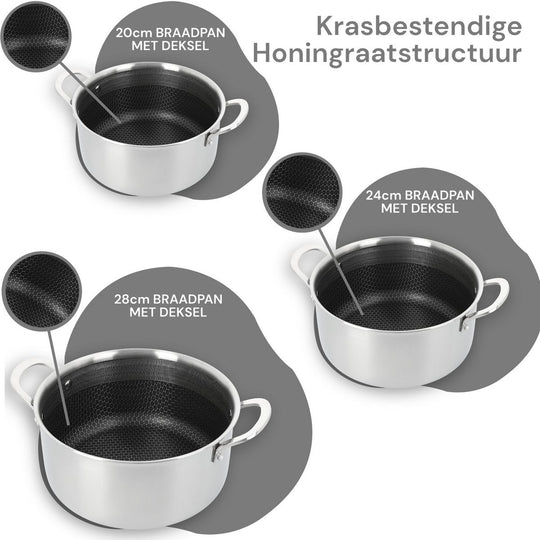 10PCS 3-Ply Stainless Steel Cookware Set