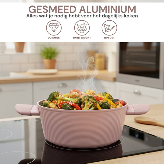 10PCS Die-Casting Cookware Set Line Serie Pink