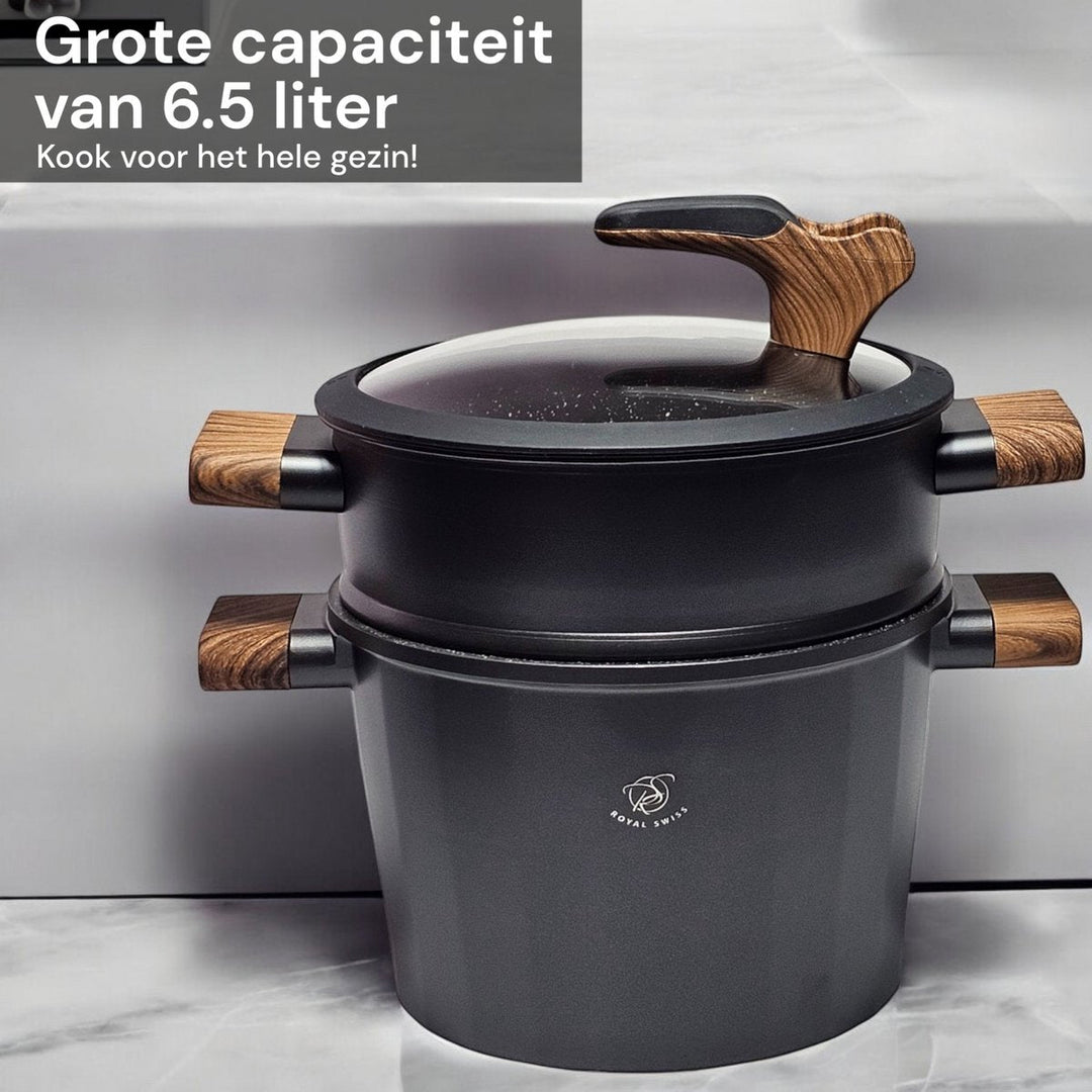 6.5L Couscous Pot Black