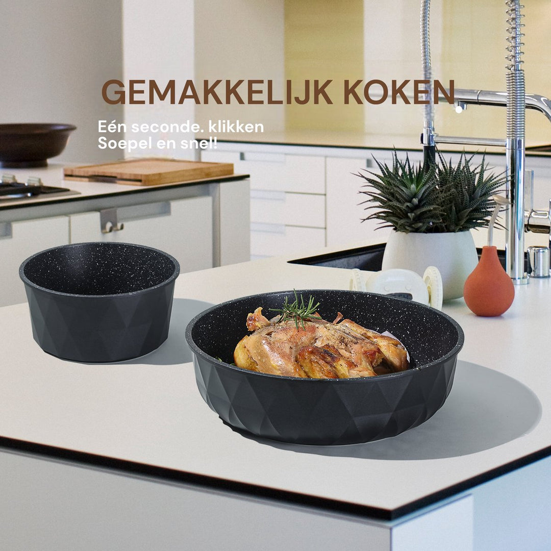 9PCS Detachable Cookware Set Black Diamond