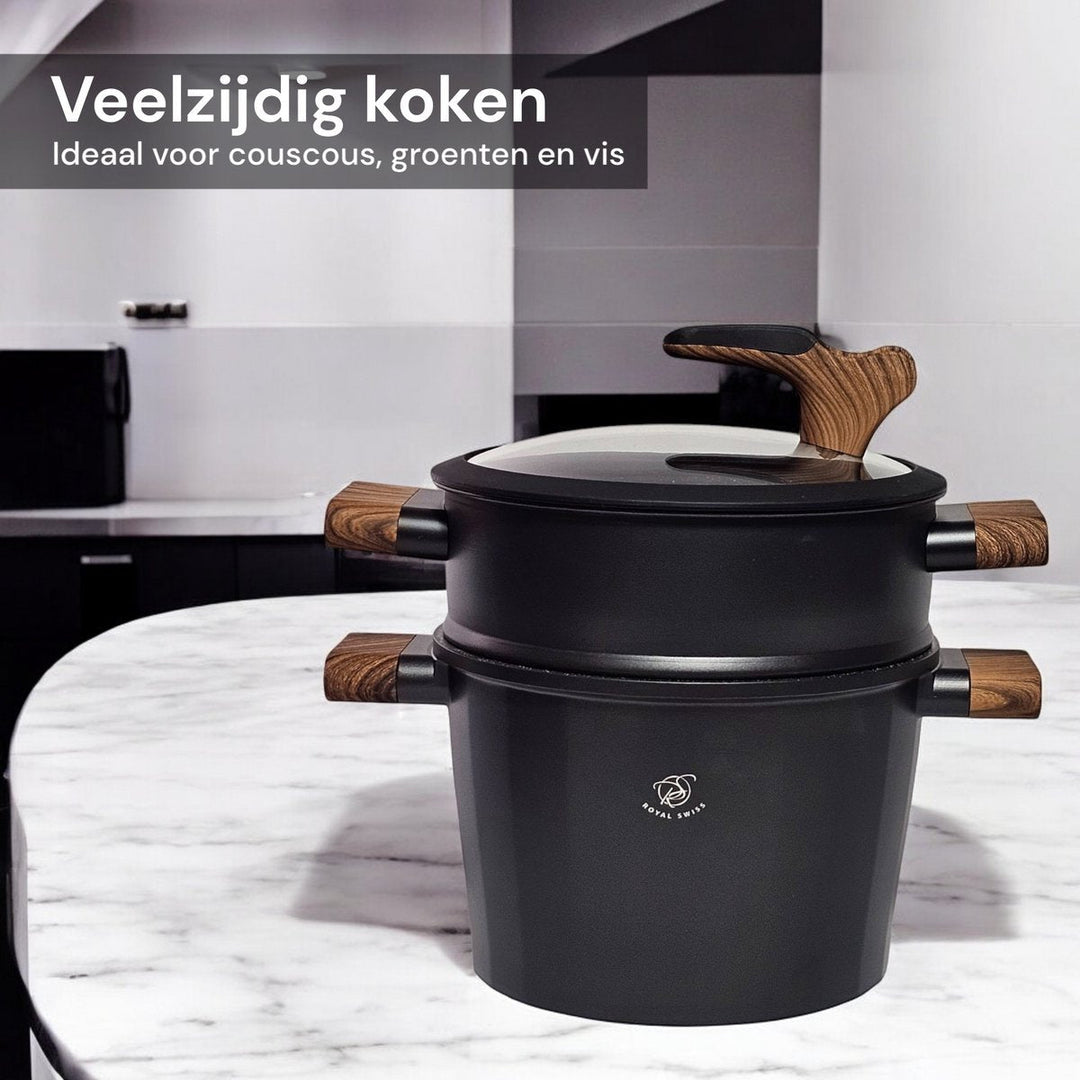 6.5L Couscous Pot Black