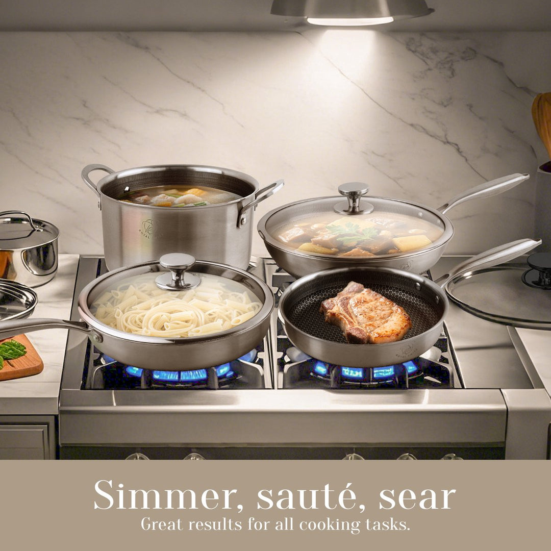 10PCS 3-Ply Stainless Steel Cookware Set