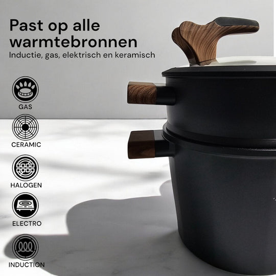 6.5L Couscous Pot Black