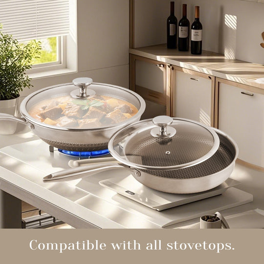 10PCS 3-Ply Stainless Steel Cookware Set