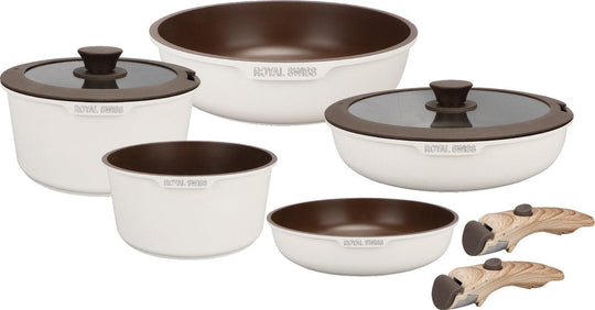 9PCS Detachable Cookware Set Beige