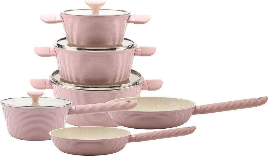 10PCS Die-Casting Cookware Set Line Serie Pink