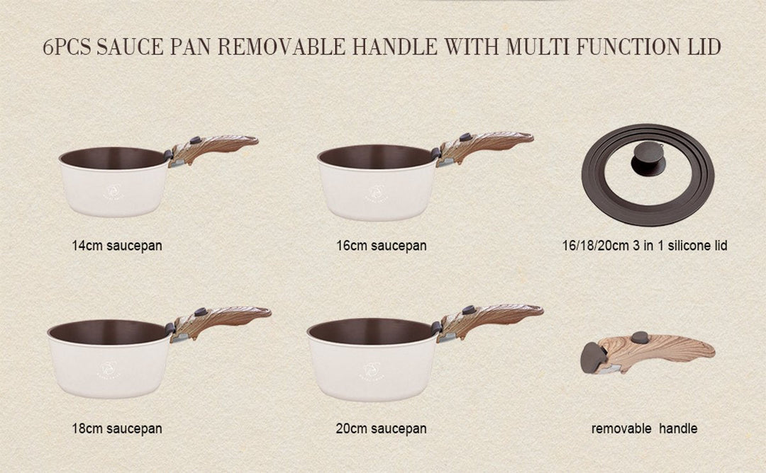 4PCS Detachable Saucepan Set with Glass Cover
