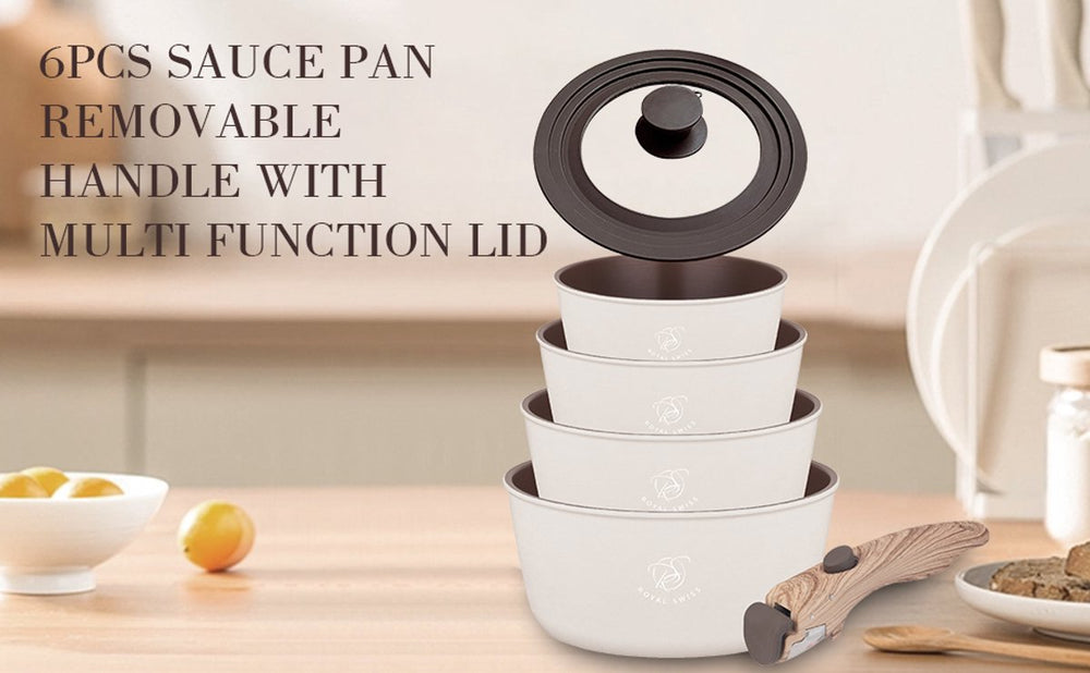 4PCS Sauce Pan Set with Cover Cream