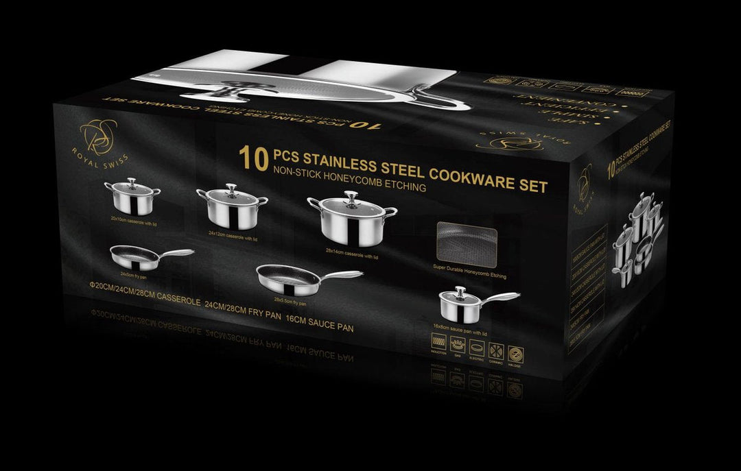 10PCS 3-Ply Stainless Steel Cookware Set