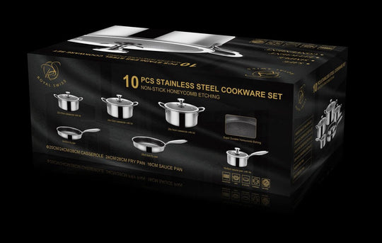 10PCS 3-Ply Stainless Steel Cookware Set