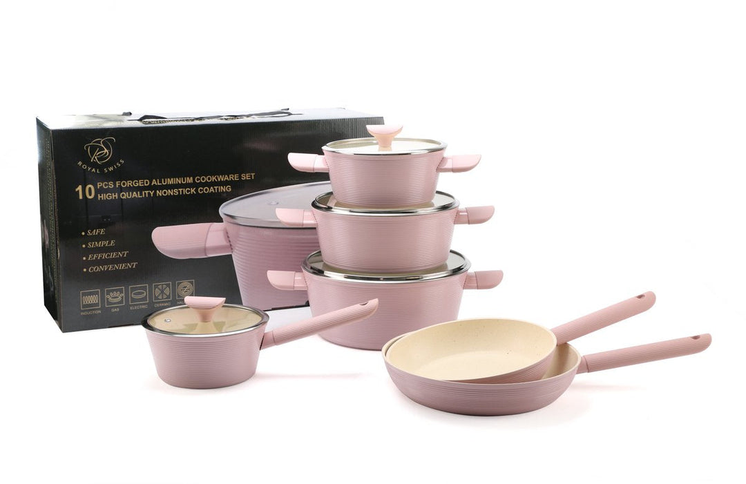 10PCS Die-Casting Cookware Set Line Serie Pink