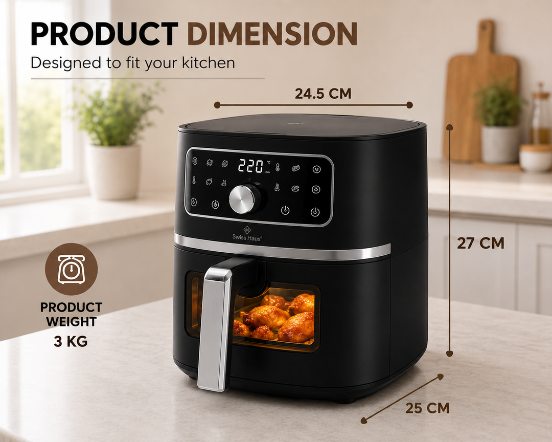 Swiss Haus AF2305 Digital Air Fryer – 4.7 L, 1500 W, Black