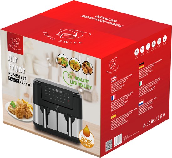 9L Double Air Fryer with Stainless Steel Housing