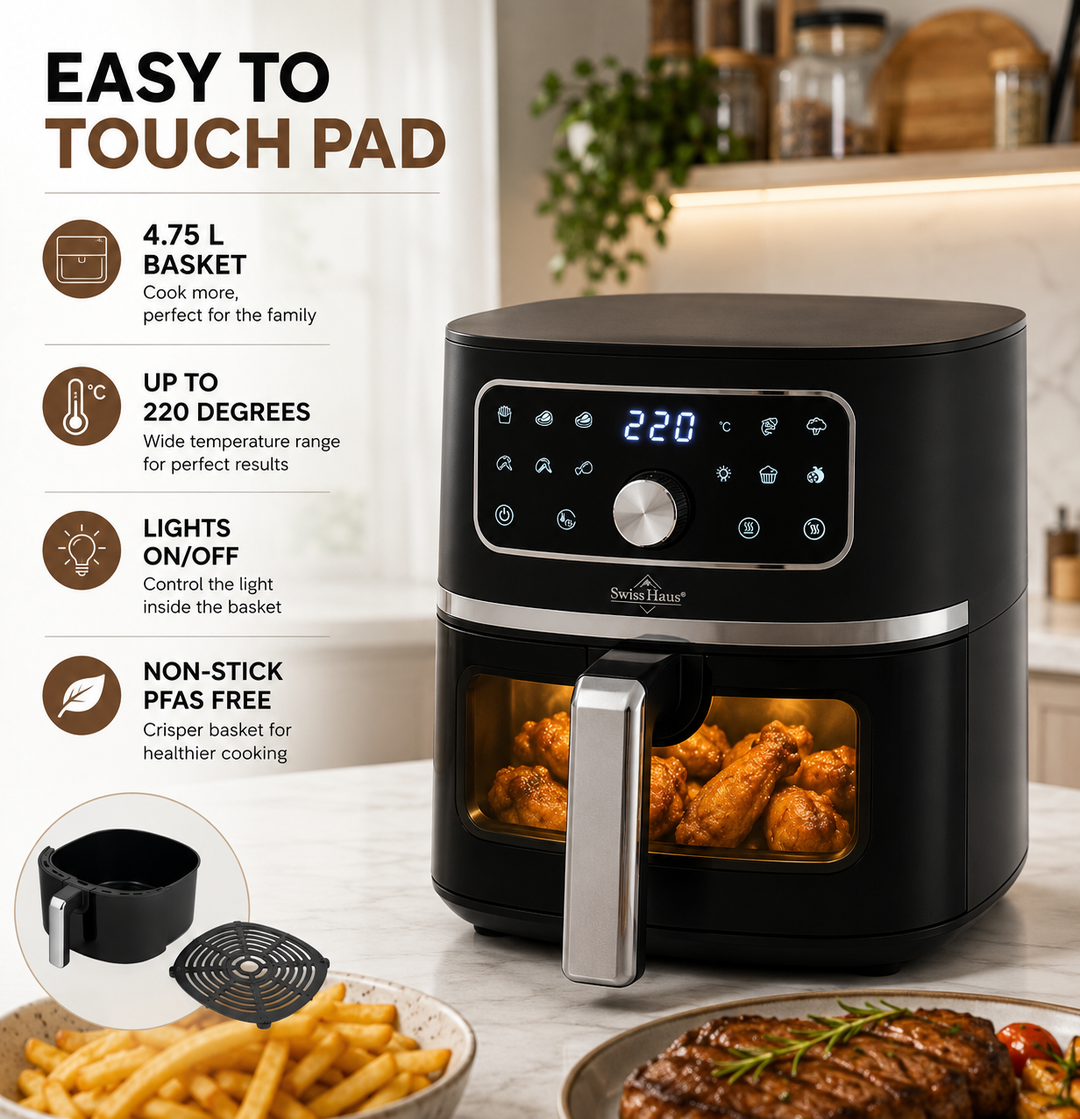 Swiss Haus AF2305 Digital Air Fryer – 4.7 L, 1500 W, Black