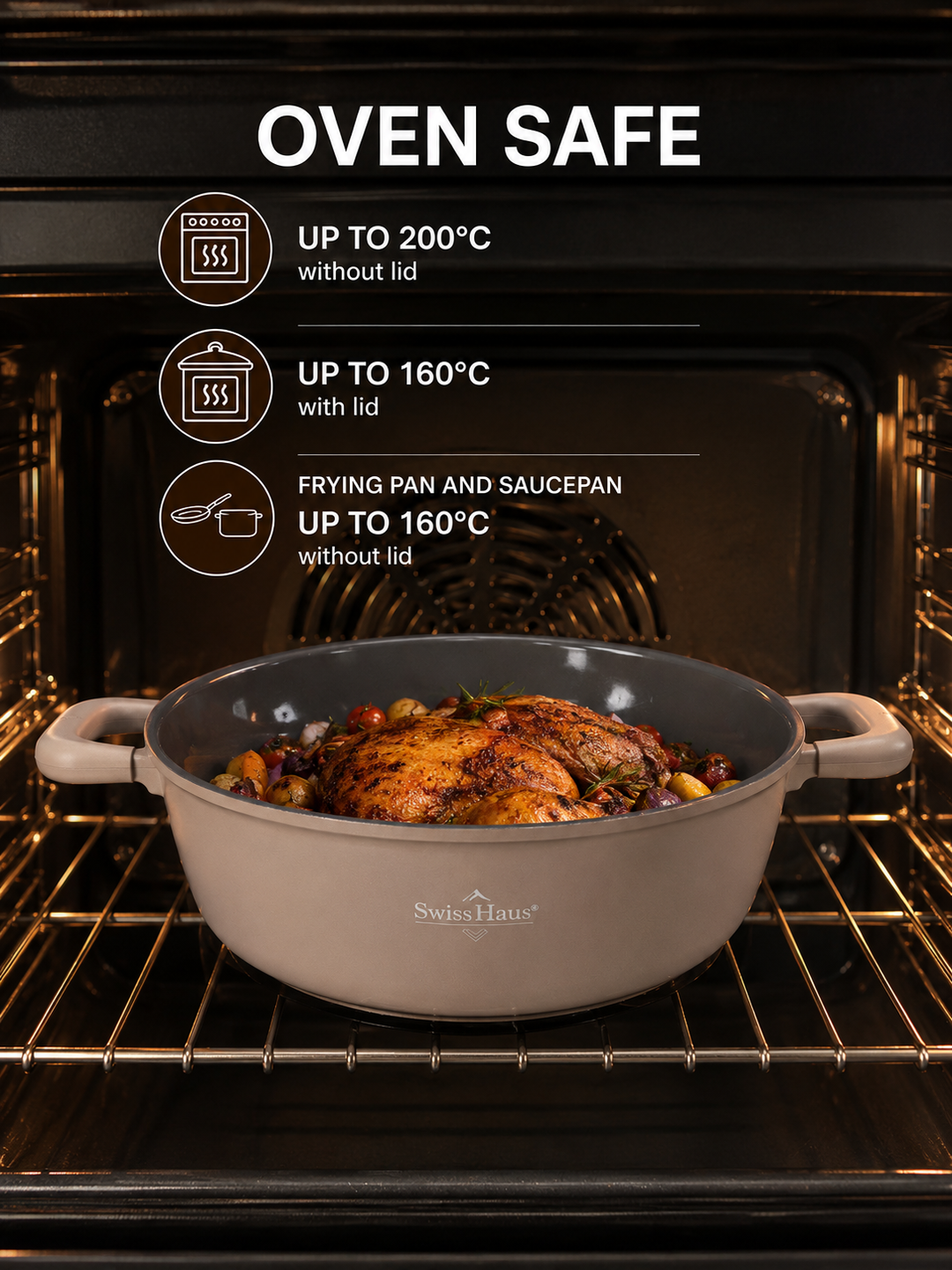 Swiss Haus ZL3018BE Zurich Luxury 18-Piece Ceramic Non-Stick Induction Cookware Set – Beige