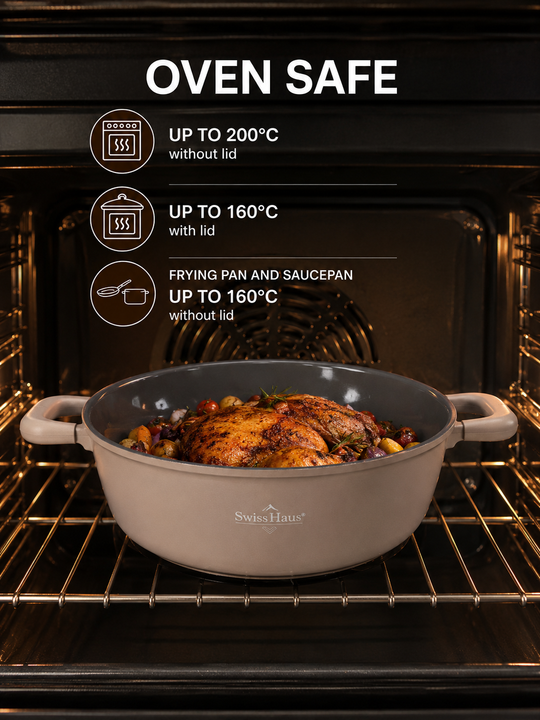 Swiss Haus ZL3018BE Zurich Luxury 18-Piece Ceramic Non-Stick Induction Cookware Set – Beige