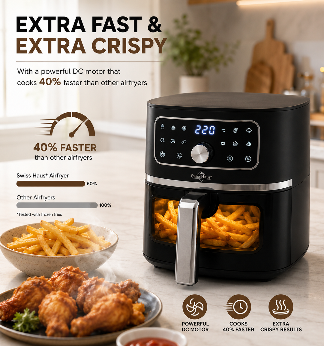 Swiss Haus AF2305 Digital Air Fryer – 4.7 L, 1500 W, Black