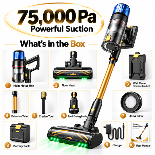 Proscenic P15 Cordless Stick Vacuum – 580W, 70-Min Runtime