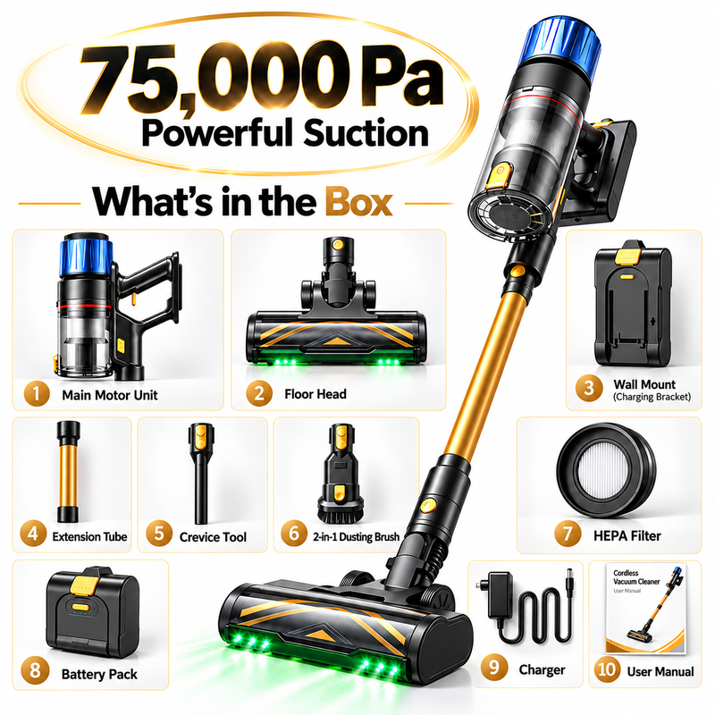 Proscenic P15 Cordless Stick Vacuum – 580W, 70-Min Runtime