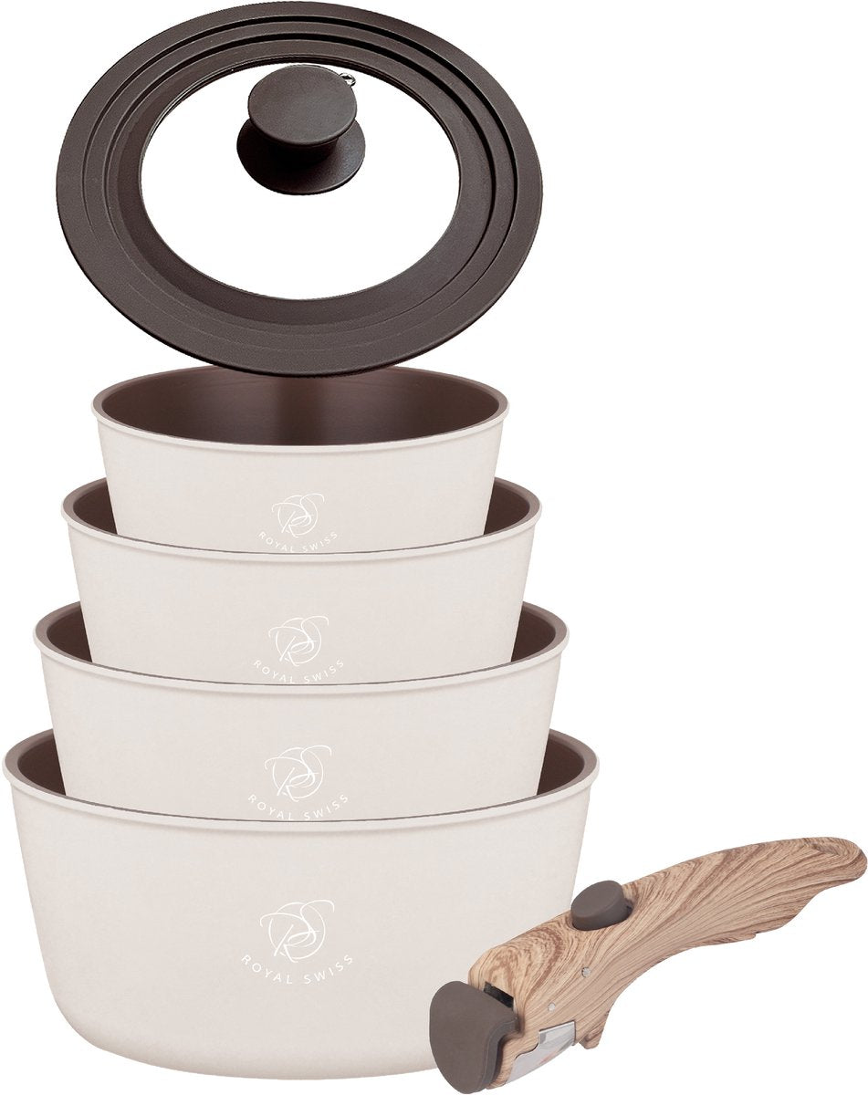 4PCS Detachable Saucepan Set with Glass Cover