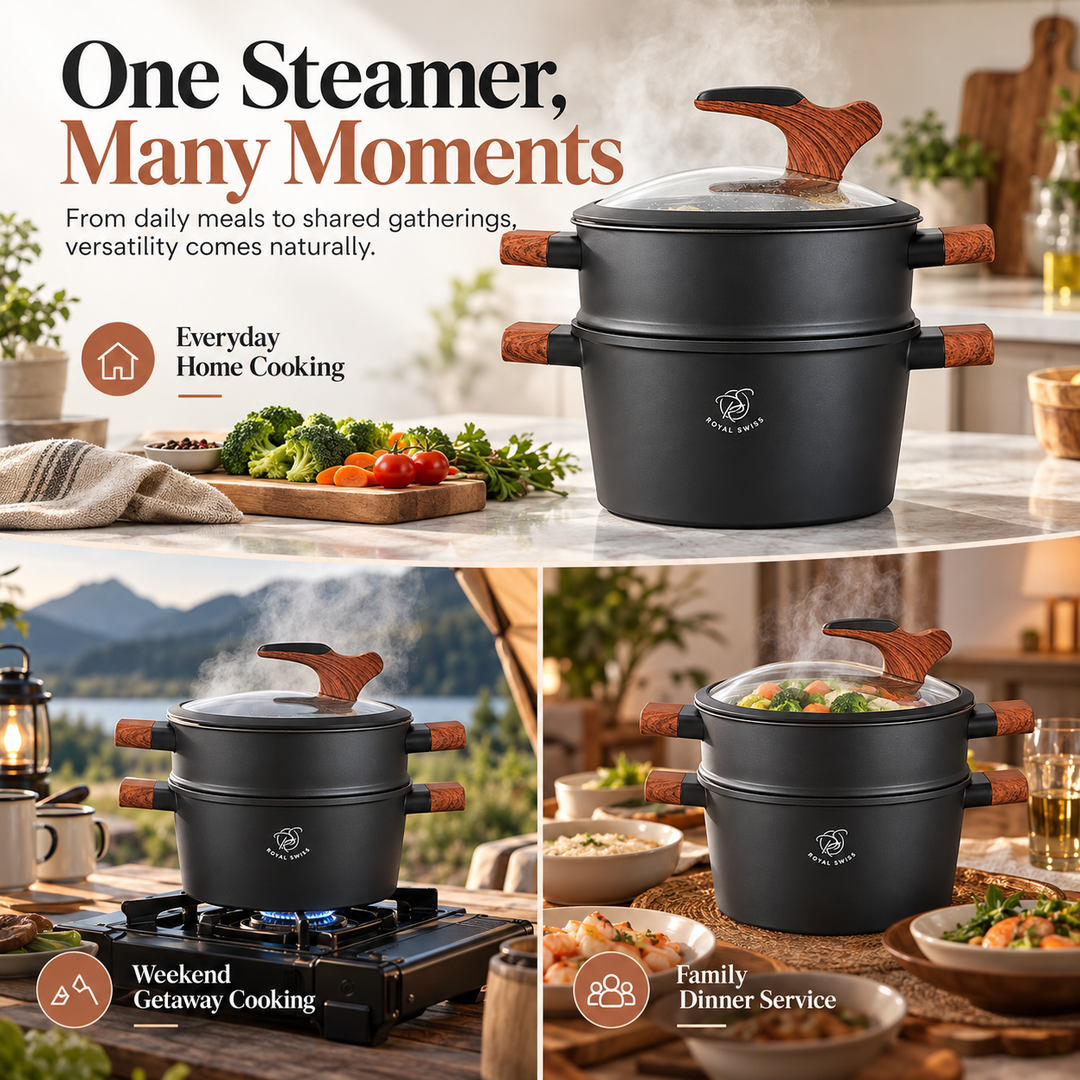Royal Swiss 6.5L Couscous Pot Black feature image 3 
