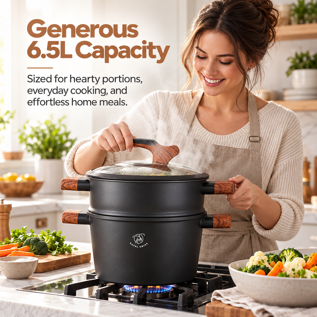 Royal Swiss 6.5L Couscous Pot Black feature image 2 