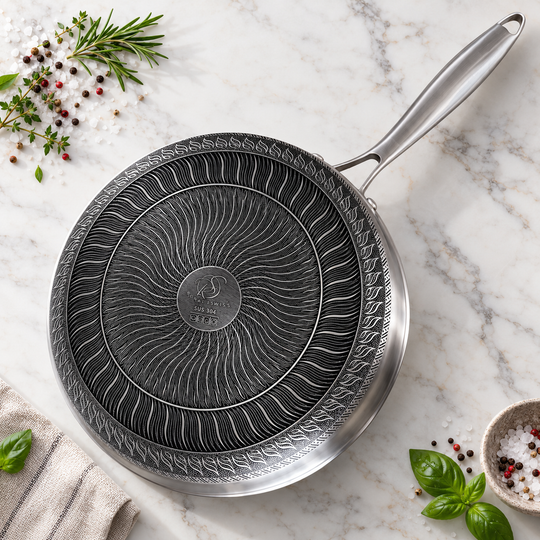 28CM Stainless Steel Fry Pan with Glass Lid