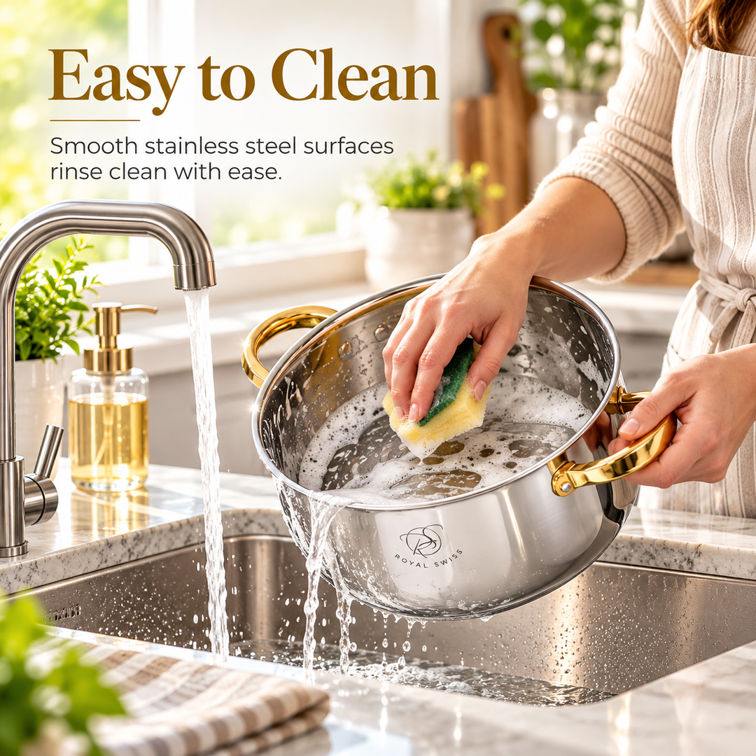6-Piece Stainless Steel 16/20/24cmCasserole Set – Copper Handles