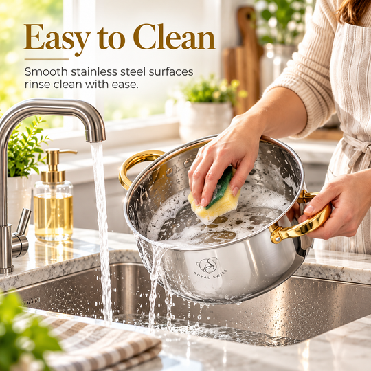 6-Piece Stainless Steel 16/20/24cmCasserole Set – Copper Handles