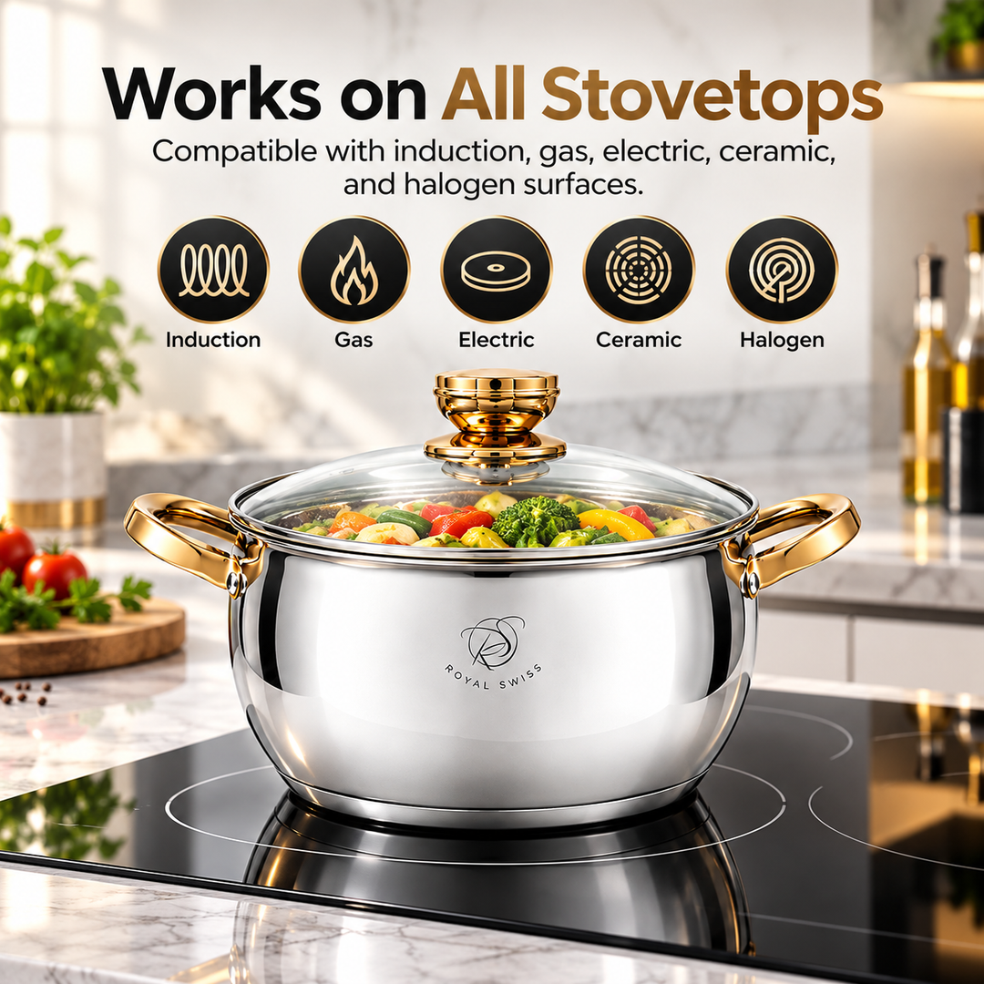 6-Piece Stainless Steel 16/20/24cmCasserole Set – Copper Handles