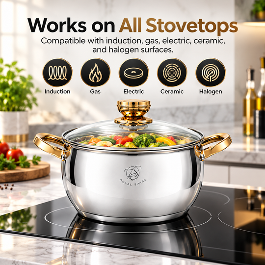 6-Piece Stainless Steel 16/20/24cmCasserole Set – Copper Handles