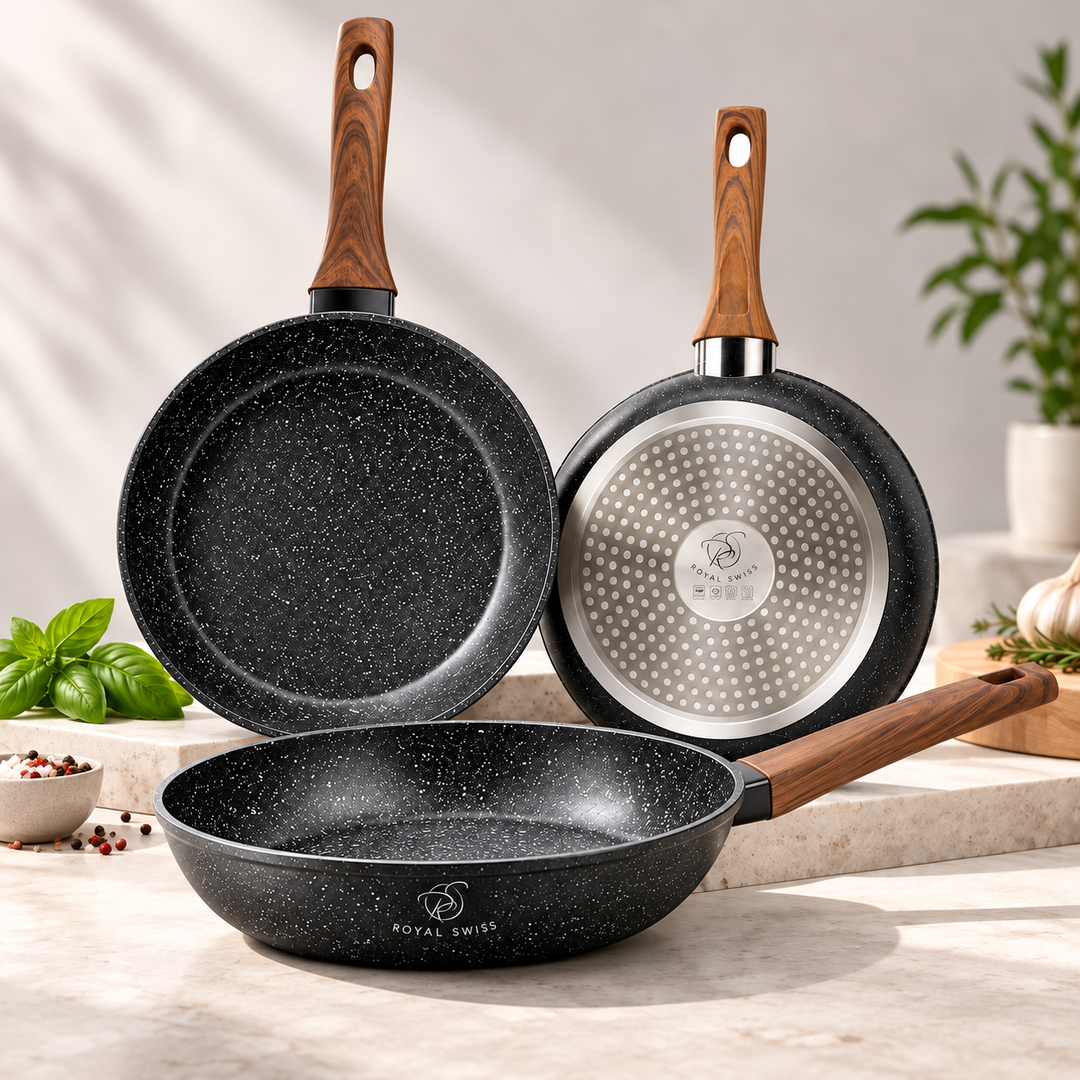 Royal Swiss 3-Piece Frying Pan Set Black feature image 6 