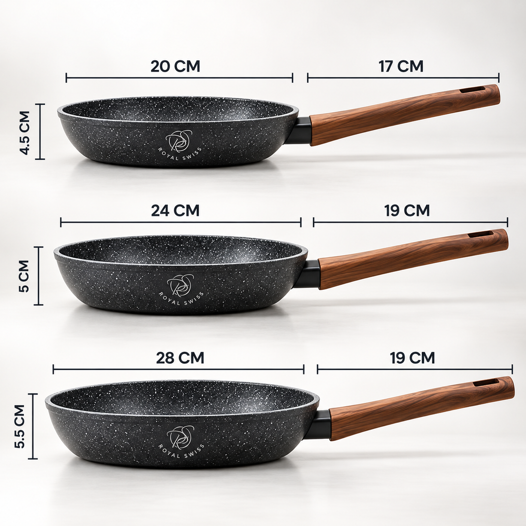 Royal Swiss 3-Piece Frying Pan Set Black feature image 3 