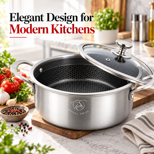 Royal Swiss Stainless Steel Casserole Pot – 20 / 24 / 28 / 32 cm