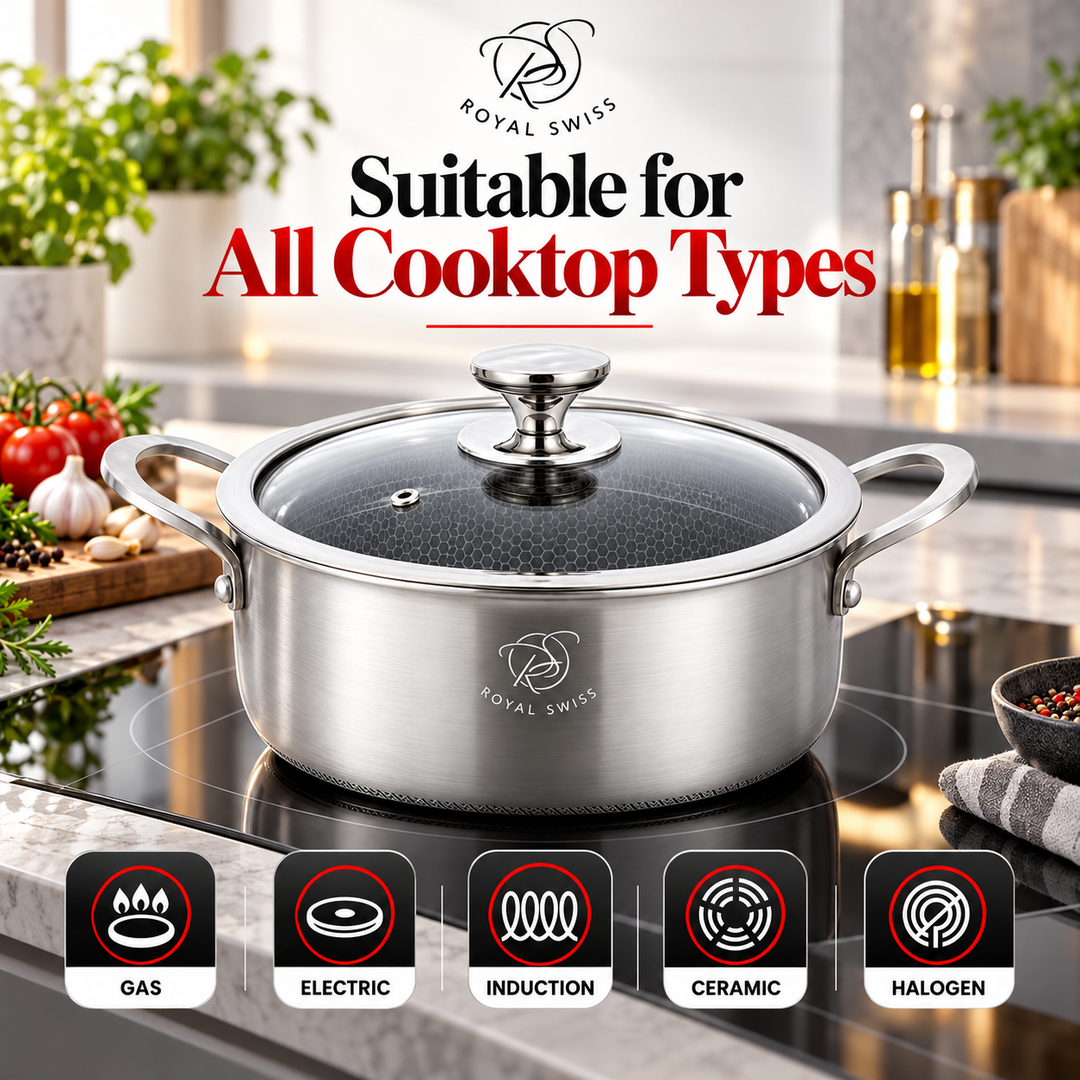 Royal Swiss Stainless Steel Casserole Pot – 20 / 24 / 28 / 32 cm