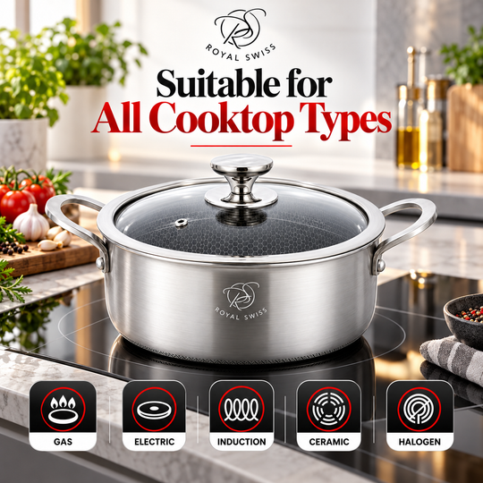 Royal Swiss Stainless Steel Casserole Pot – 20 / 24 / 28 / 32 cm