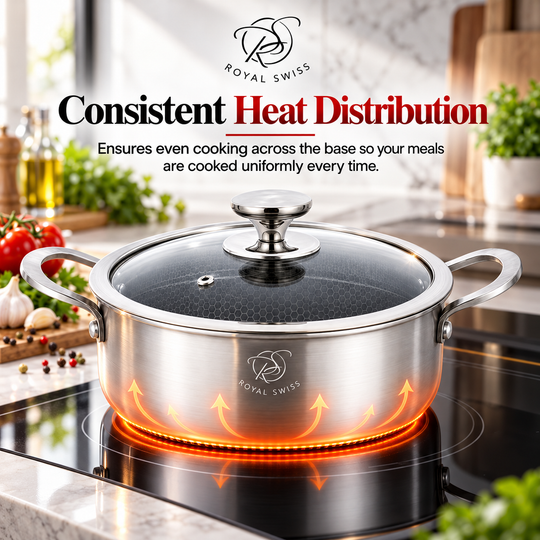 Royal Swiss Stainless Steel Casserole Pot – 20 / 24 / 28 / 32 cm