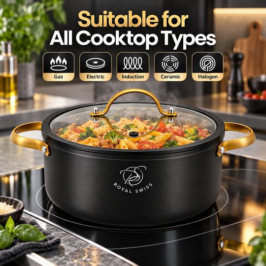 Royal Swiss Black Glory Casserole Pot – 20 / 24 / 28 cm