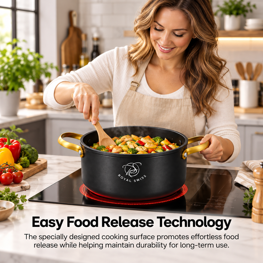 Royal Swiss Black Glory Casserole Pot – 20 / 24 / 28 cm