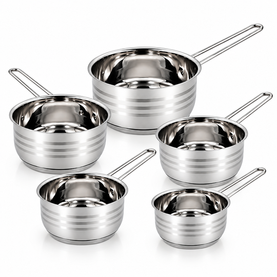 5-Piece Stainless Steel Saucepan Set – 12/14/16/18/20 cm