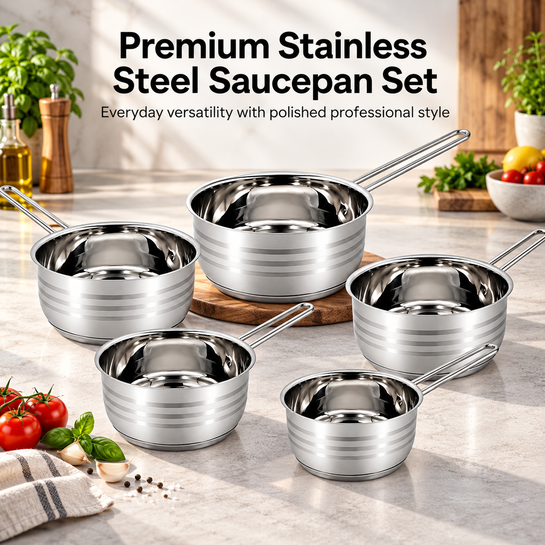 5-Piece Stainless Steel Saucepan Set – 12/14/16/18/20 cm