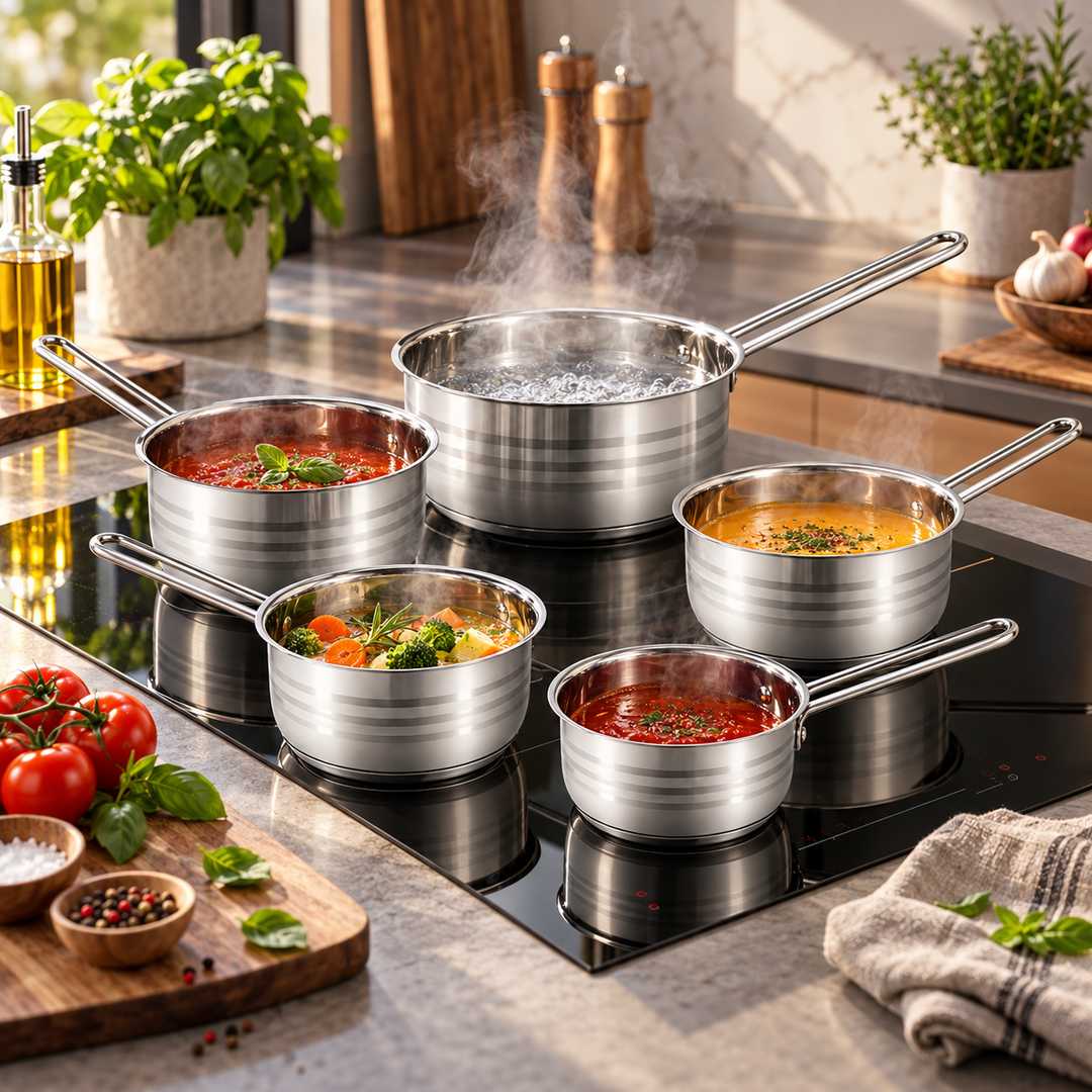5-Piece Stainless Steel Saucepan Set – 12/14/16/18/20 cm