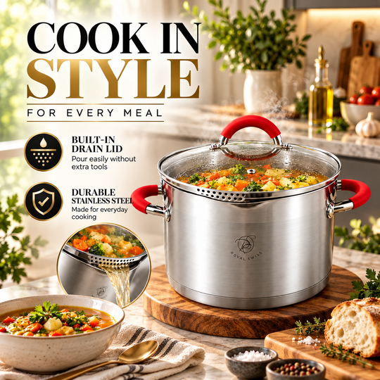 Royal Swiss 6-Piece Stainless Steel Casserole Set Red product view 