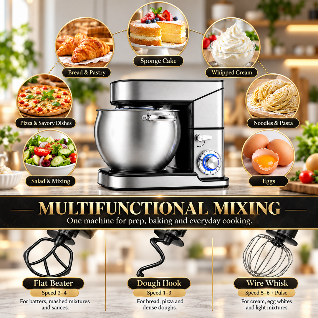 12L 3-in-1 Stand Mixer – Multi-Function Baking Mixer